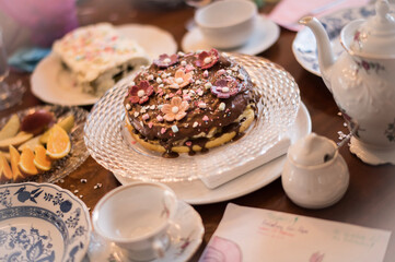 chocolate cake and coffee