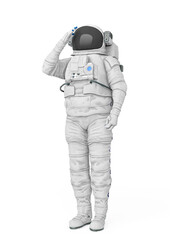 astronaut explorer is doing a soldier salute pose on white background © DM7