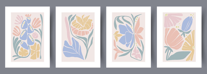 Printable wall art vector poster set. Scandinavian abstract vector print set for modern interior. Printable poster design.