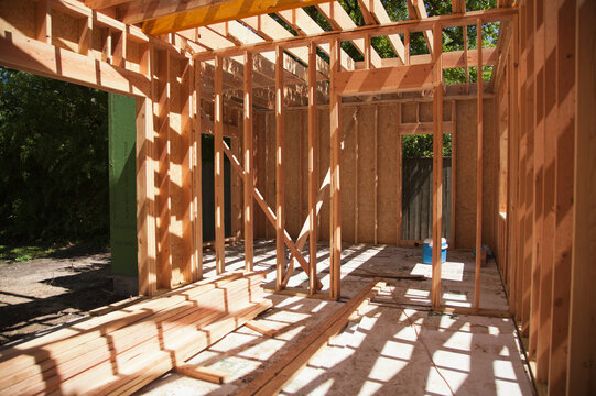 View of the interior of a residential construction site