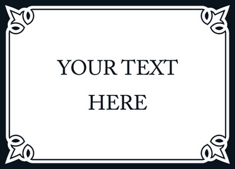 Vector border frame. Background or wine label in antique style. Simple rectangular horizontal billboard, web banner, card, plaque, signboard, or sticker