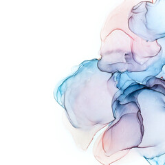 Abstract alcohol ink background in blue azure pink tones