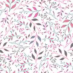Floral twig seamless pattern design. Rustic berry