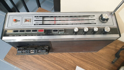 Obraz premium Antique radio cassette concept representing World Press Freedom Day.