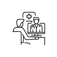 Remote consultation color line icon. Ehealth.