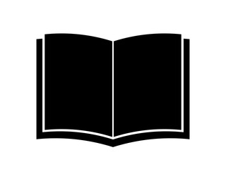 開いた厚い本のアイコンB：黒