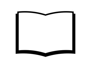 開いた厚い本のラインアイコンA：黒