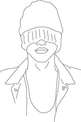 Vector image of a guy with a hat pulled over his eyes