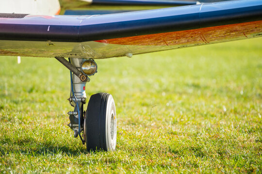 Airplane Wing with Landing Gear in Locarno, Switzerland.