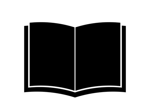 開いた厚い本のアイコンB：黒
