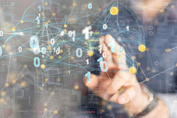 Global network. Blockchain. 3D illustration. Neural networks and artificial intelligence. Abstract  3d
