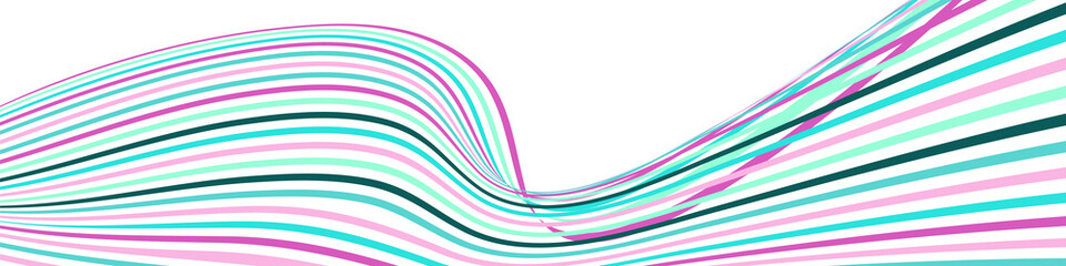 Obraz premium Wavy lines or ribbons. Multicolored striped. Creative unusual background with abstract wave lines for creating trendy banner, poster. Vector eps