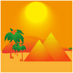 Pôr do sol Egípcio flat design (Egyptian sunset flat design) - obrazy, fototapety, plakaty