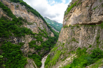 Cherek gorge in the Caucasus mountains in Russia