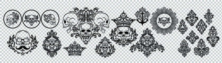 Oriental vector damask patterns for greeting cards and wedding invitations.