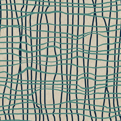 Seamless deformed checkered pattern. Abstract  curved lines background