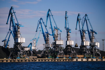 Fototapeta premium cranes in industrial harbor
