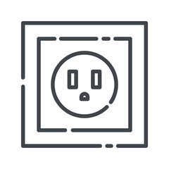 Vector electricity socket line icon isolated on transparent background