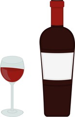 Vector illustration of a bottle and a glass of wine