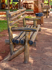 wooden bench in an open area