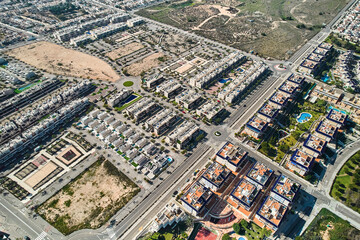 Aerial view Mil Palmeras townscape. Costa Blanca, Province of Alicante. Spain