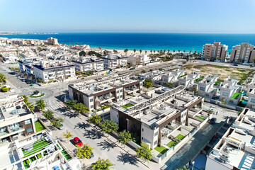 Aerial view new luxury villas of Mil Palmeras. Costa Blanca, Spain