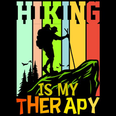 HIKING IS MY THERAPY T-SHIRT DESIGN VECTOR FILE