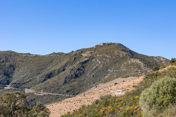 Fototapeta na wymiar Vue sur le Fort Dugommier dans le Massif des Albères près de Collioure (Occitanie, France)
