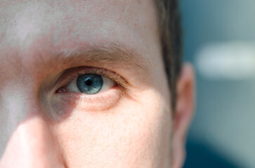 Close up portrait of caucasian man with blue eyes. Ukraine man