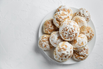Plate with tasty homemade gingerbread cookies.