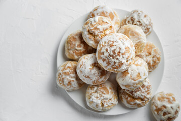Plate with tasty homemade gingerbread cookies.