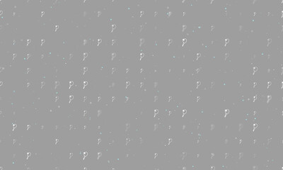 Seamless background pattern of evenly spaced white tennis symbols of different sizes and opacity. Vector illustration on gray background with stars