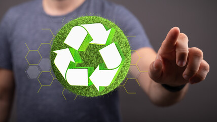 volumetric green recycling sign 3d