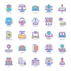 Online Education icon pack for your website design, logo, app, UI. Online Education icon outline design. Vector graphics illustration and editable stroke.