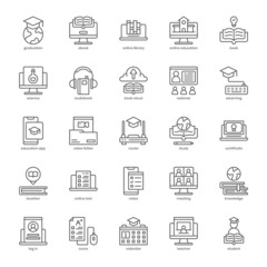 Online Education icon pack for your website design, logo, app, UI. Online Education icon outline design. Vector graphics illustration and editable stroke.