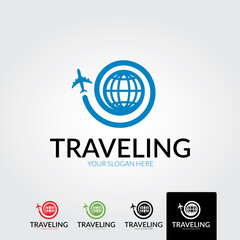 Minimal traveling logo template - vector