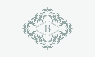 Exquisite floral logo with calligraphic letter B. Business sign, monogram identity for restaurant, boutique, hotel, heraldic, jewelry.