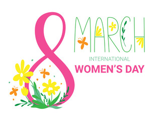 8 March. Banner and card for International Women's Day or Mother's Day. Vector illustration