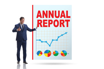 Businessman in annual report concept