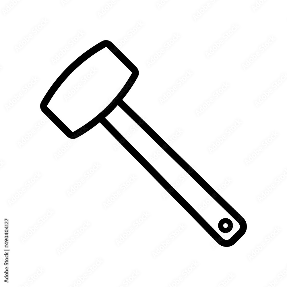 Wall mural Mallet icon. Hammer. Black contour linear silhouette. Side view. Vector simple flat graphic illustration. Isolated object on a white background. Isolate.