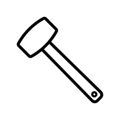Mallet icon. Hammer. Black contour linear silhouette. Side view. Vector simple flat graphic illustration. Isolated object on a white background. Isolate.