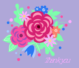 Beautiful modern card with a floral pattern and the inscription thank you.Vector.EPS10.