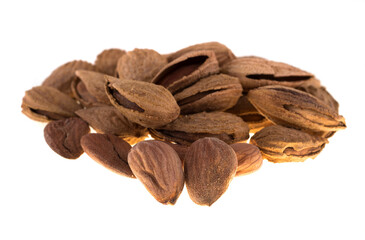 almonds in shell, on white background
