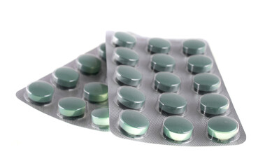 Pills in a blister isolated on a white background
