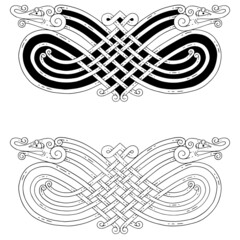 Banner in the Celtic style. Celtic knot patterns with snakes.