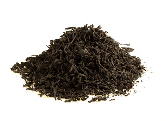 Black tea in a bunch isolated on white background