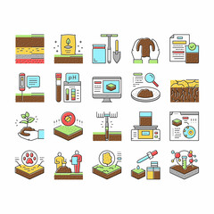 Soil Testing Nature Collection Icons Set Vector .