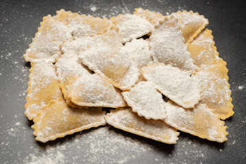 Raw ravioli as background. Healthy italian food.
