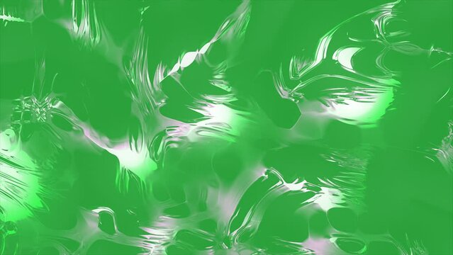 Green background. Motion. A bright background with shades of green on which there are spots that seem to spread all over the footage and make up drawings in 3d.