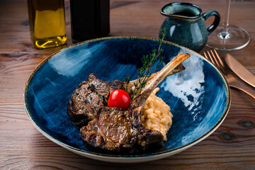 grilled lamb rack with risotto